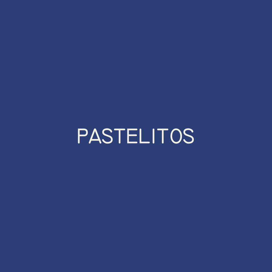 Pastelitos wordmark in cream on navy