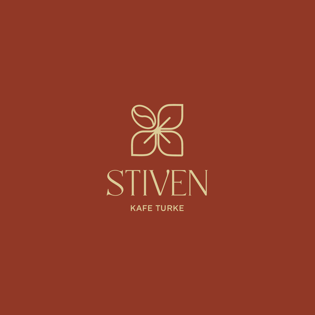 Stiven Kafe Turke logo in cream on terracotta