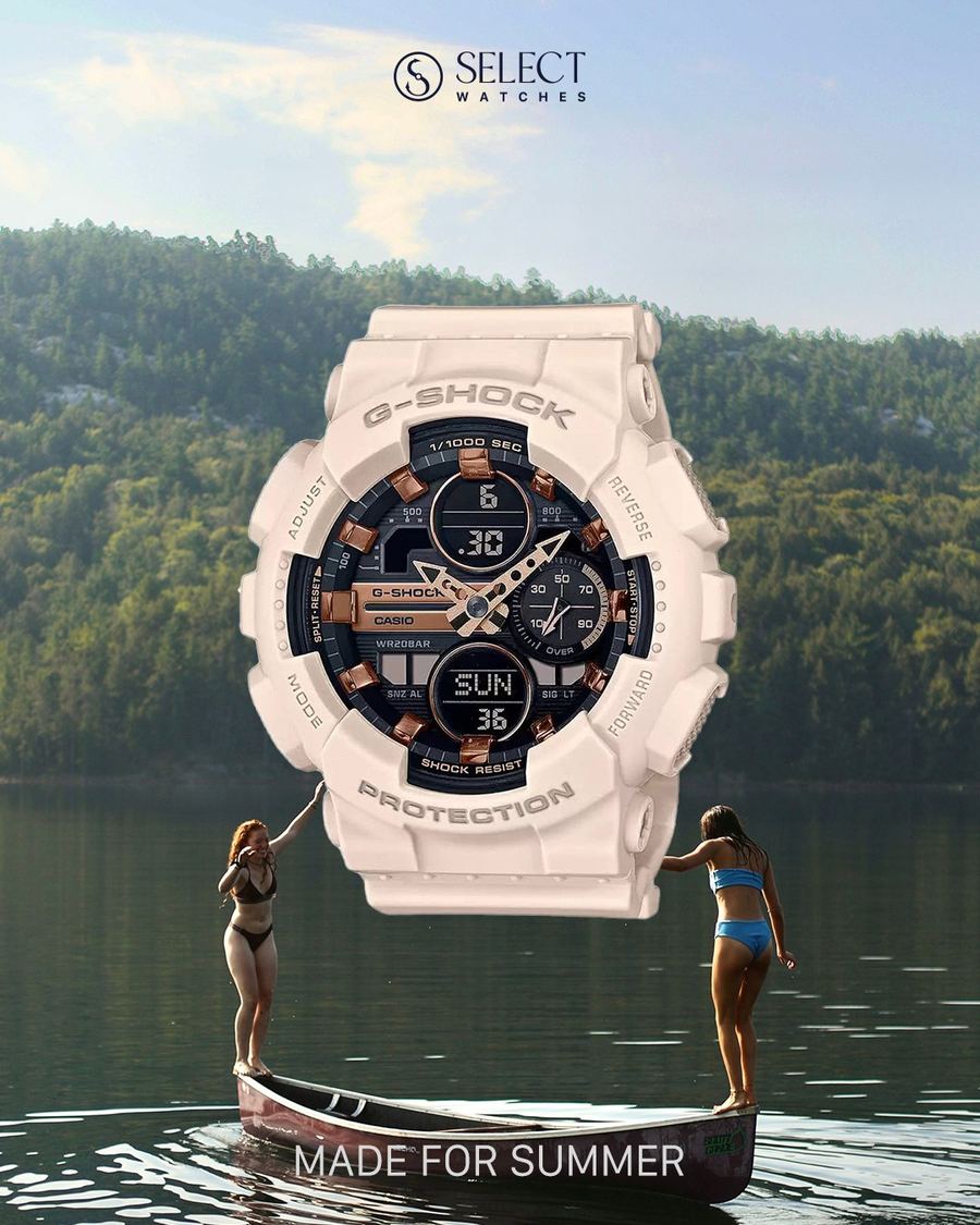 Made for summer: G-Shock S-Series above a canoe on a lake