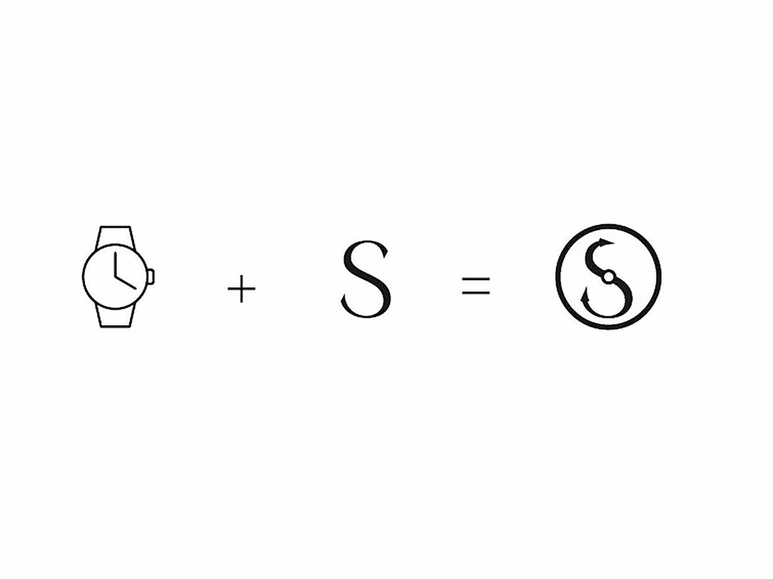 Select Watches symbol origin: watch plus S equals logo
