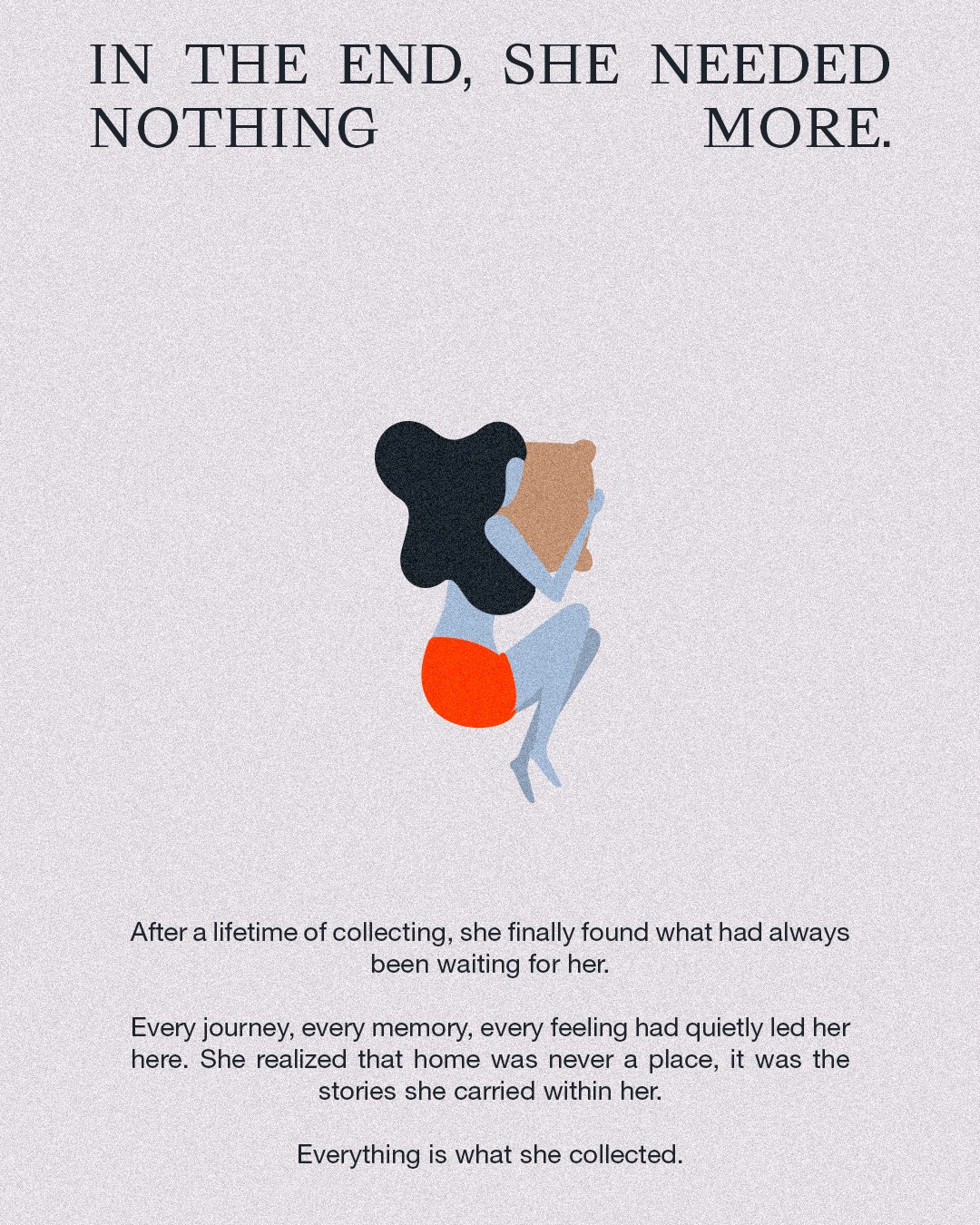 In the end, she needed nothing more: illustrated woman asleep