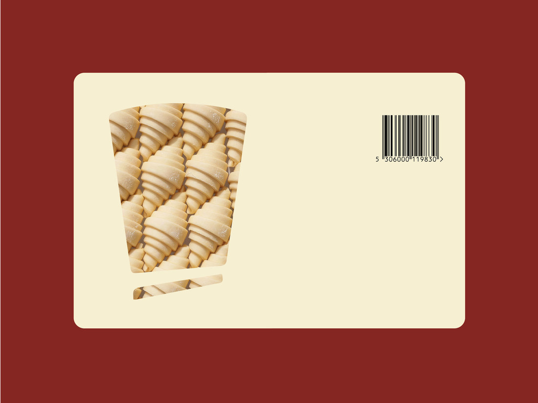 Erlin packaging label with pastry photo on red