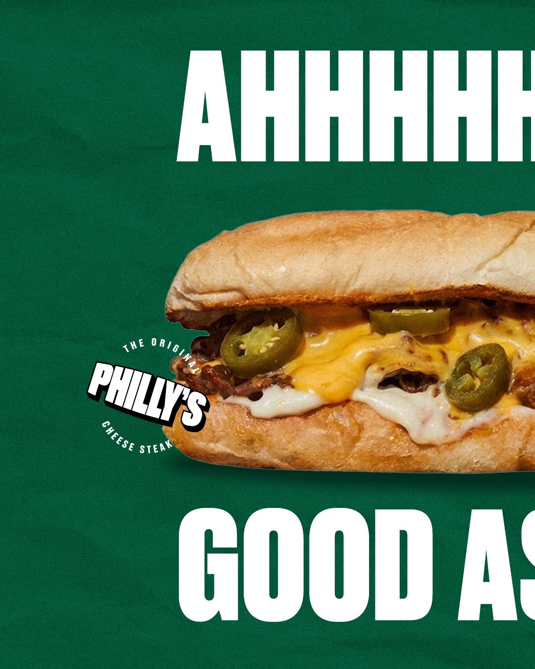 AHHHH carousel, slide one: cheesesteak on deep green