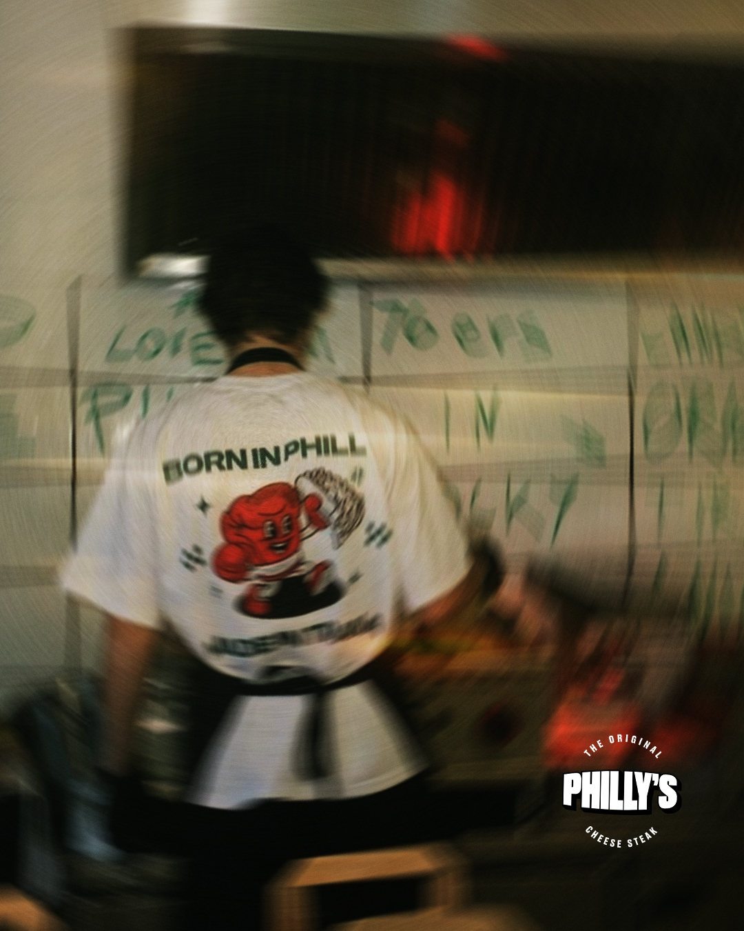Born in Philly t-shirt in the Philly&rsquo;s kitchen