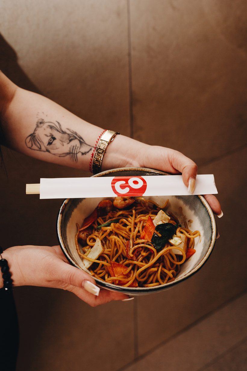 Bowl of noodles with Sushi Co chopsticks