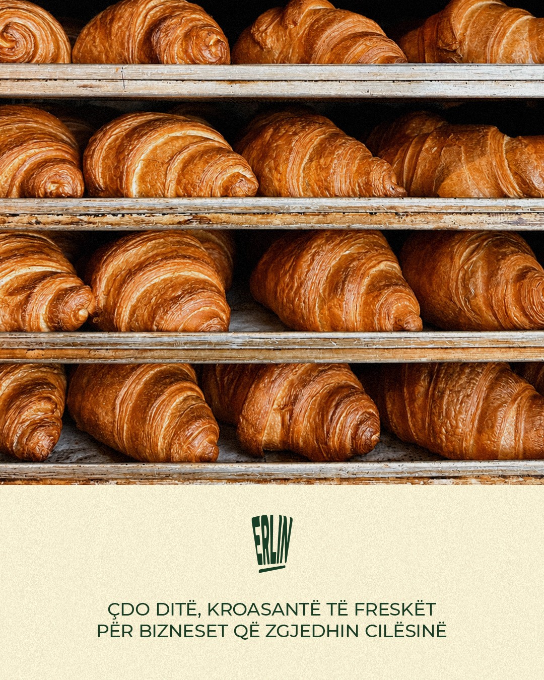 Racks of fresh croissants for businesses that choose quality