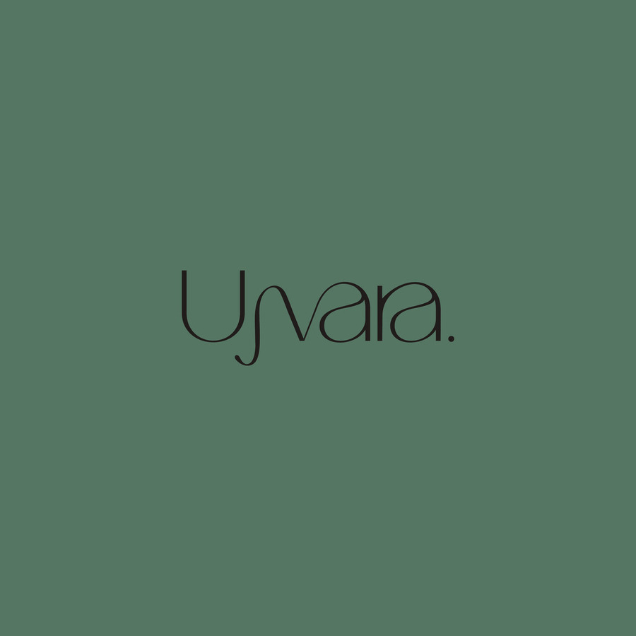 Ujvara wordmark on deep green background