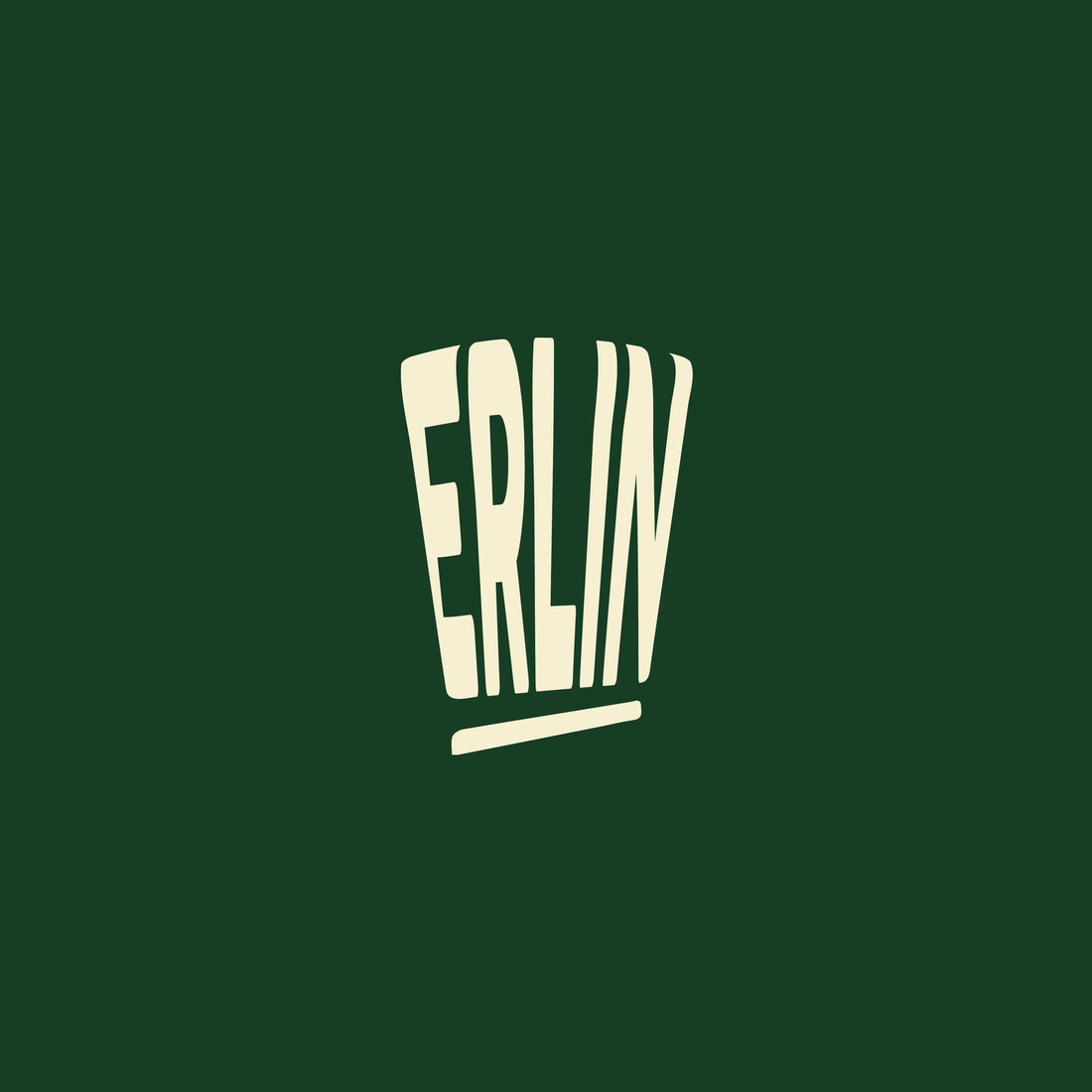 Erlin chef-hat wordmark in cream on deep green