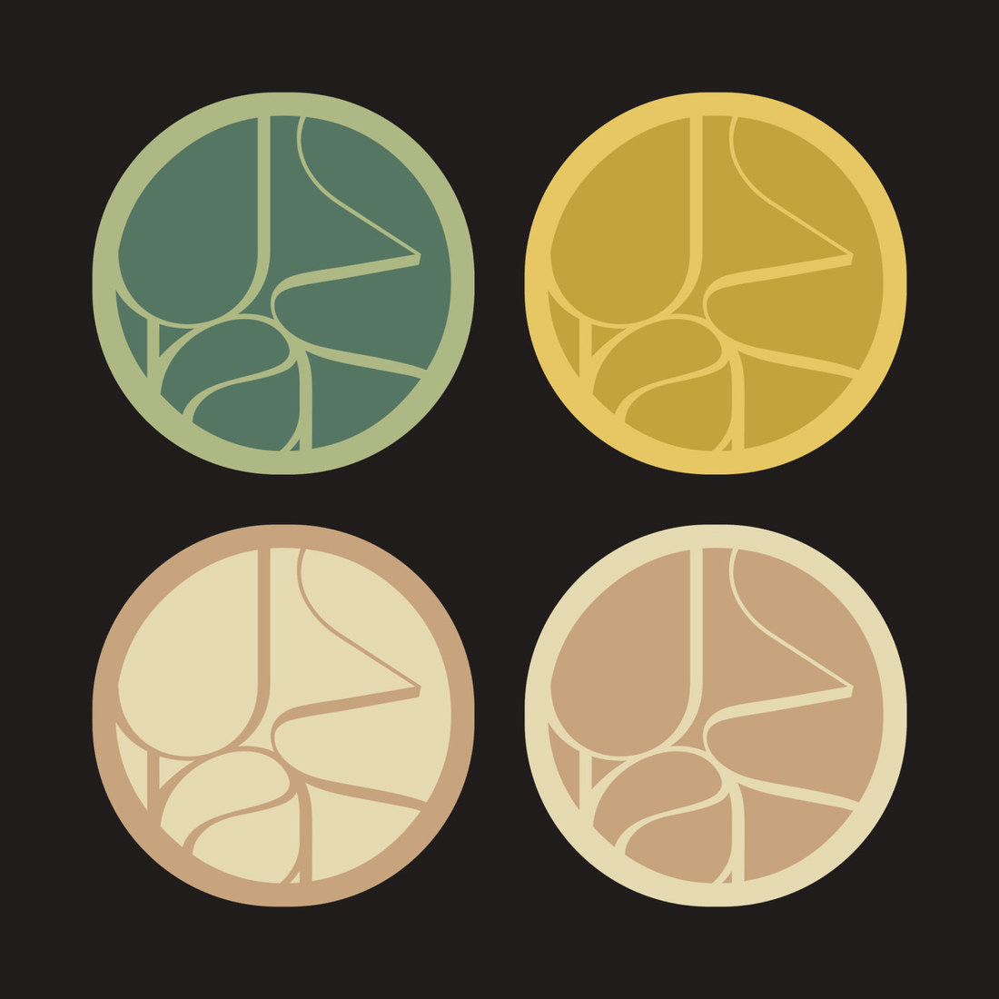 Ujvara table coasters in four brand colorways