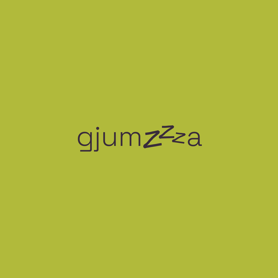 Gjumza wordmark with sleepy Z letters on lime green