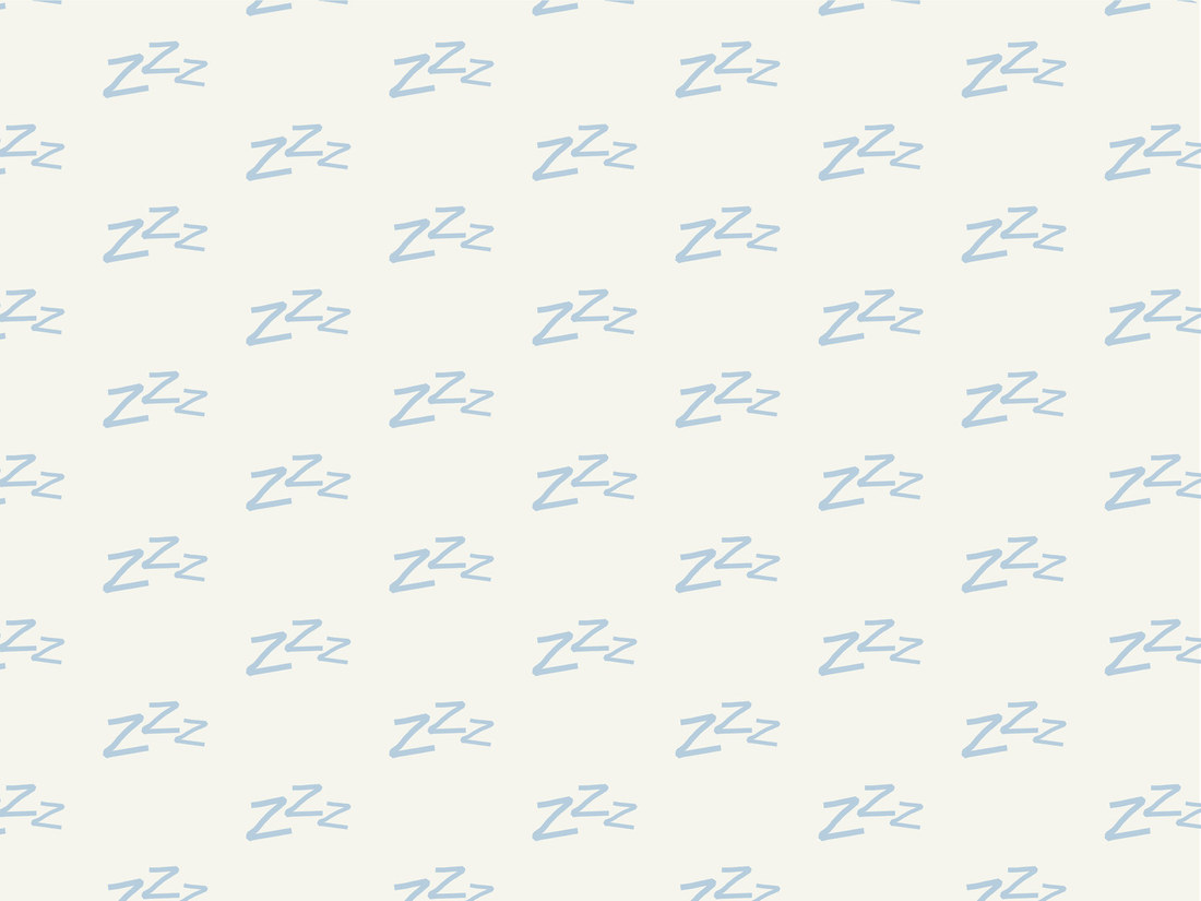 Gjumza brand pattern of blue Zzz symbols on cream