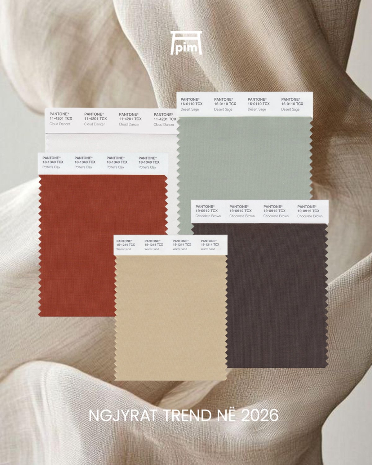 Trend colours for 2026: Pantone swatches on linen